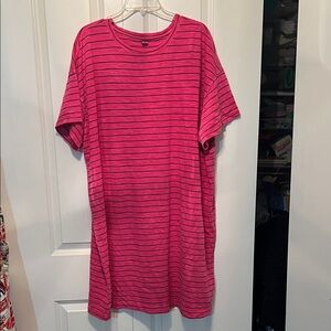 Old Navy Pink and Black Striped oversized knit tshirt dress